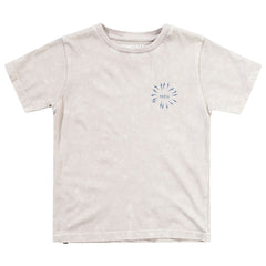The Electric Tee from Munster. A relaxed-fit tee in a soft sand beige shade, featuring a subtle washed effect.