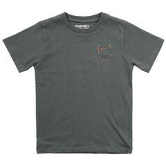 The Morebones Tee from Munster. A deep ocean-green t-shirt featuring a printed monster logo on the chest and back.