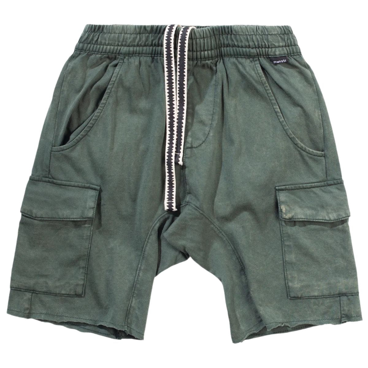 The Maverick Short from Munster. These ocean green cargo shorts have a cool, cargo pockets, and drawstring detail.