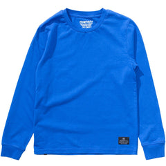 The Basikls Long Sleeves Tee from Munster. Long-sleeve crew neck tee in royal blue with cuffed sleeves.