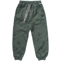The Amped Pant from Munster. Printed jogger pants with ribbed cuffs, side pockets, and drawstring waist.