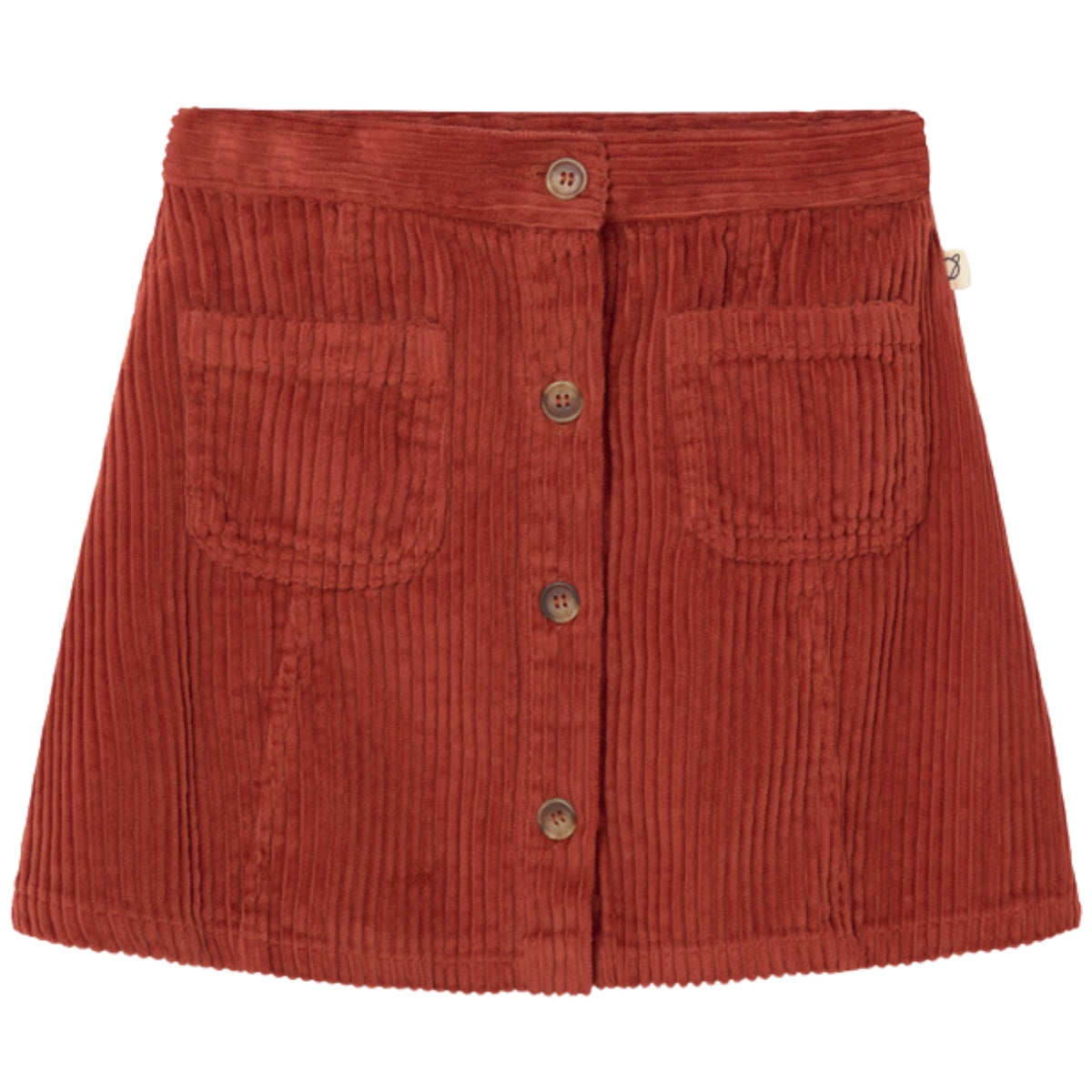 Cozmo The Modena Skirt wide-wale corduroy with button front, adjustable waist and patch pockets