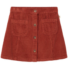 Cozmo The Modena Skirt wide-wale corduroy with button front, adjustable waist and patch pockets