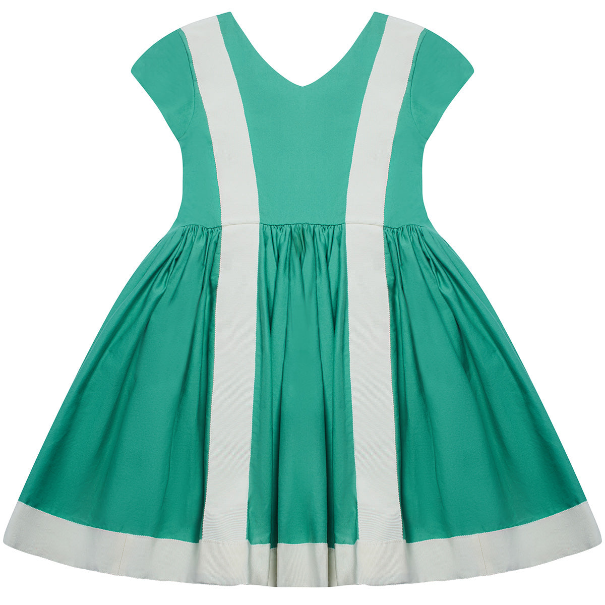 The Motorway Dress from The Middle Daughter. Cotton poplin v neck dress with grosgrain ribbon detailing to front and back.