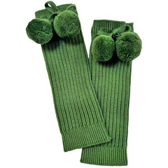 The Pom Pom Leg Warmers from Mabli Knits. Cosy ribbed leg warmers with pom-pom ties.