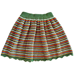 Porth Skirt by Mabli Knits. A gathered skirt with an elasticated waistband, finishing around knee length or just above.
