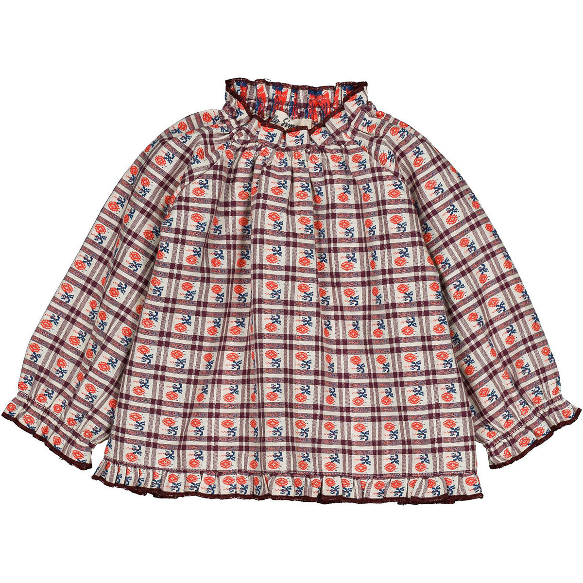Hello Simone The Maline Baby Blouse jacquard cotton with ruffle details and elasticated cuffs