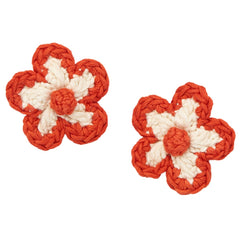 The Medium Flower Clip Set from Misha & Puff. A two-color hand-crocheted flower set on alligator clips in Pima cotton.