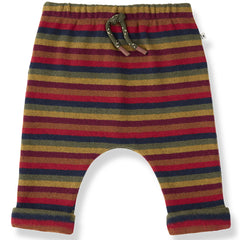 1+ in the Family The Nanaimo Pants with multicolor striped design, elastic waistband and drawstring