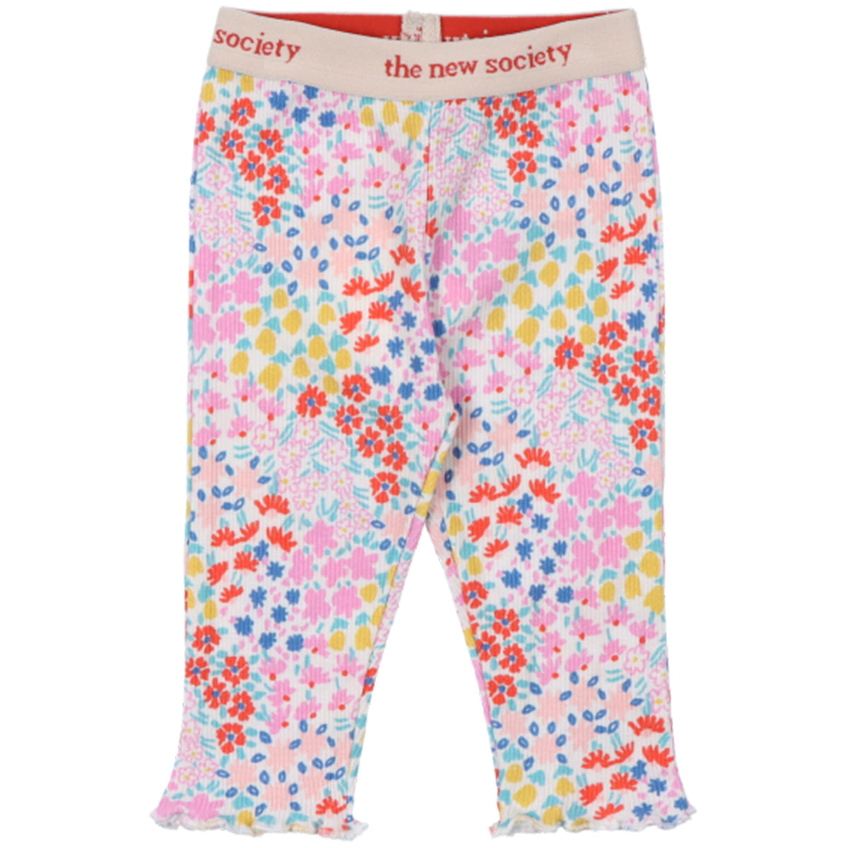 The Nicolette Baby Legging from The New Society. Ribbed leggings with multicolor floral print.
