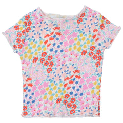 The Nicolette Baby Tee from The New Society. Short-sleeved ribbed t-shirt featuring a lovely anemone floral print.