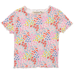 The Nicolette Tee from The New Society. Short-sleeved ribbed t-shirt featuring a stunning anemone floral print.
