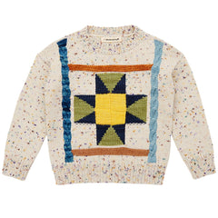 Nova Quilt Pullover by Misha & Puff. A pullover sweater in a heavier-weight Merino wool knit, with hand-worked intarsia