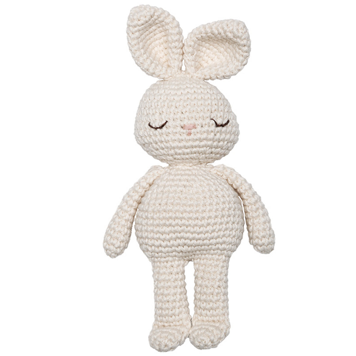 The Bunny Mini Doll from Patti Oslo, handcrafted crochet bunny in soft cream cotton for babies and nurseries.