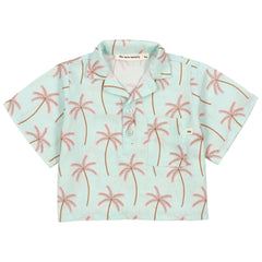 The Palm Springs Baby Shirt from The New Society. Polo in cotton lilen in all over print. Short sleeve, shirt collar.