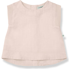 The Petra Blouse from 1+ in the Family. A pale rose sleeveless linen-blend top with ribbed shoulder details.