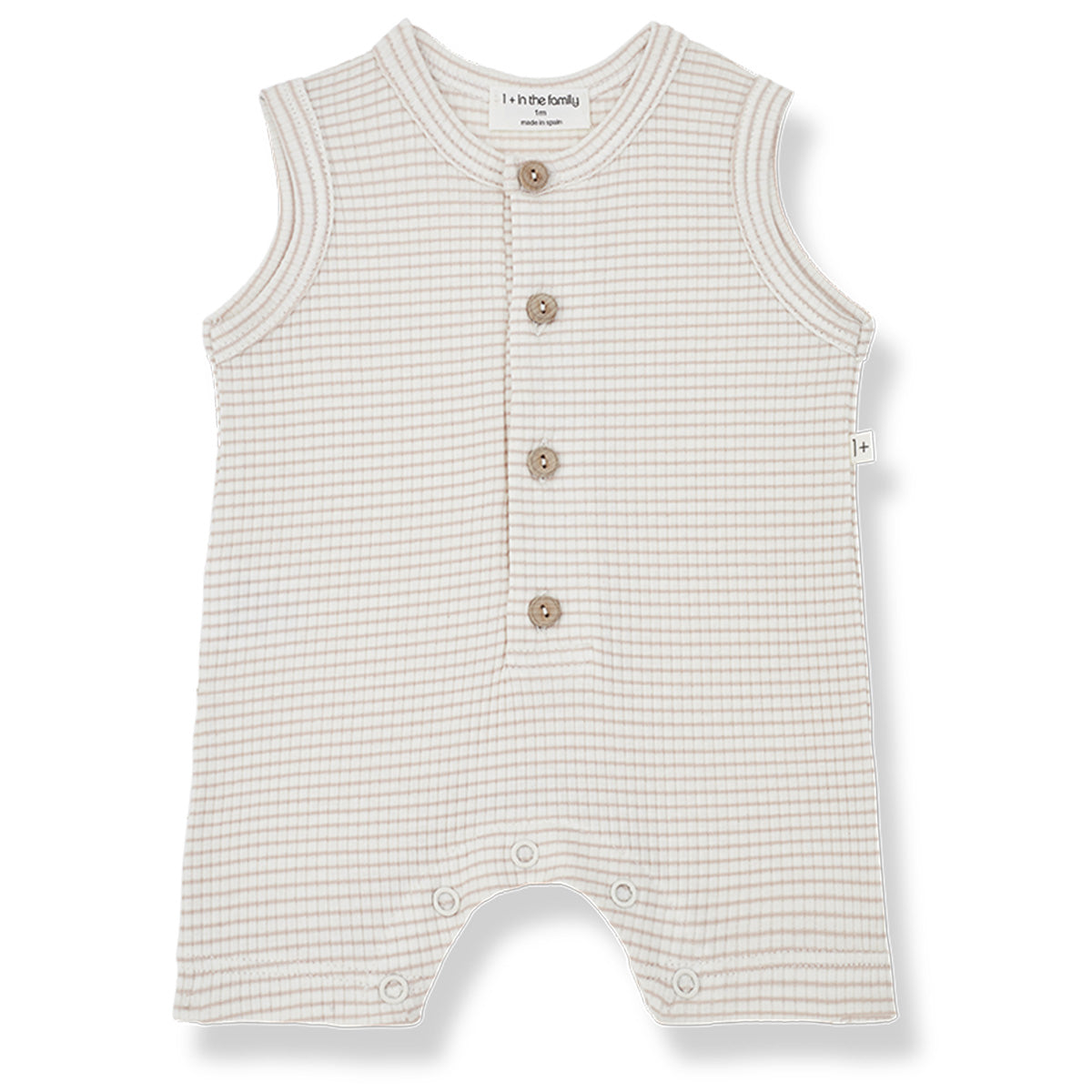The Pino Romper from 1 + in the Family. The romper has a striped all-over print