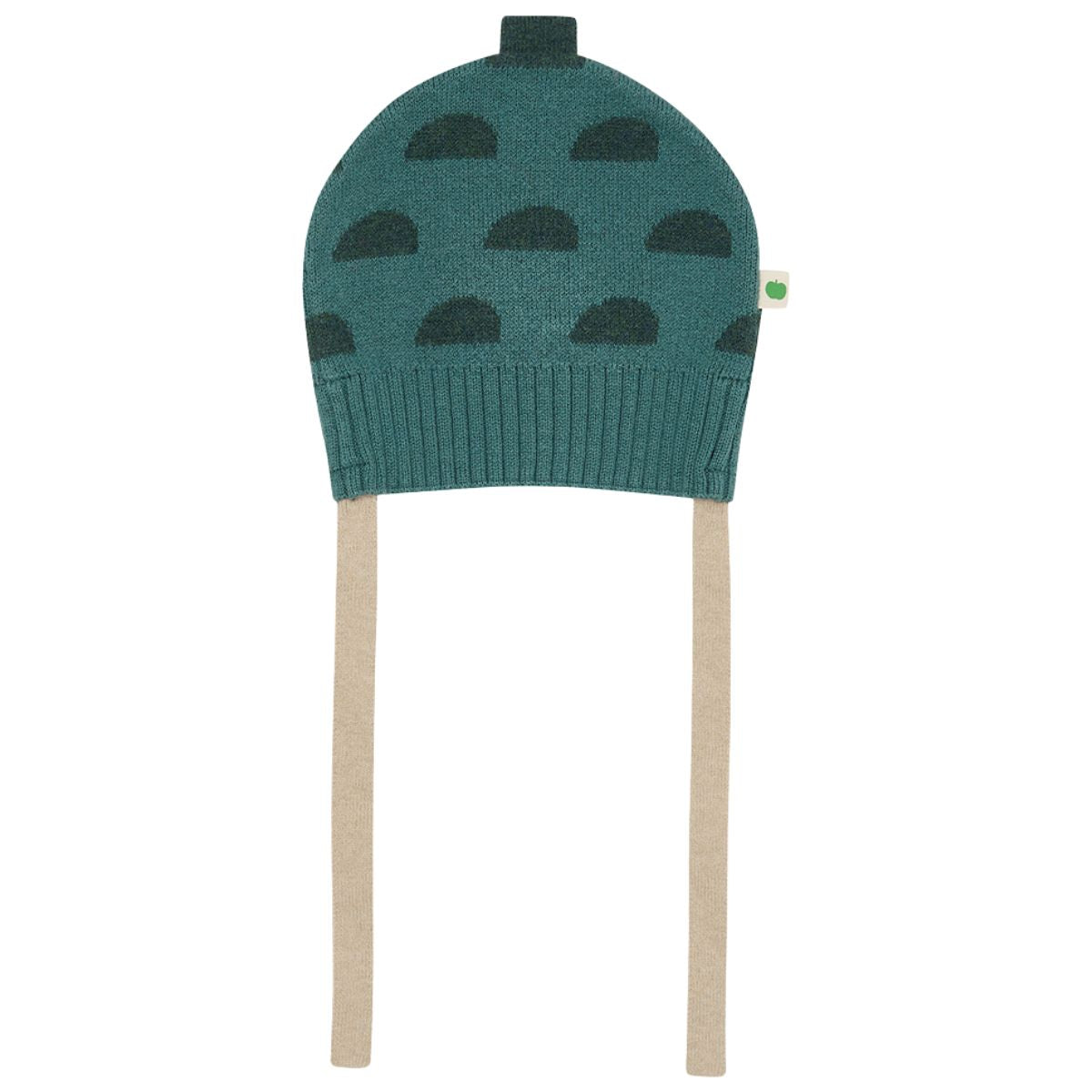 Pippin Acorn Knit Hat by The Bonnie Mob in a gorgeous unisex fern green with chin ties.