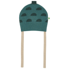 Pippin Acorn Knit Hat by The Bonnie Mob in a gorgeous unisex fern green with chin ties.