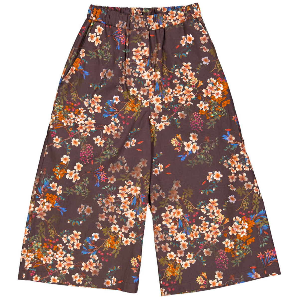 Brown Floral Pants from Christina Rohde with an adjustable, elastic waist for optimal fit, side pockets, floral print.