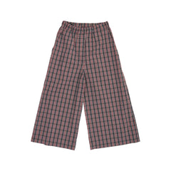 The brown plaid pull-on pants by Christina Rohde feature a comfortable wide-leg fit and an elasticated waistband.