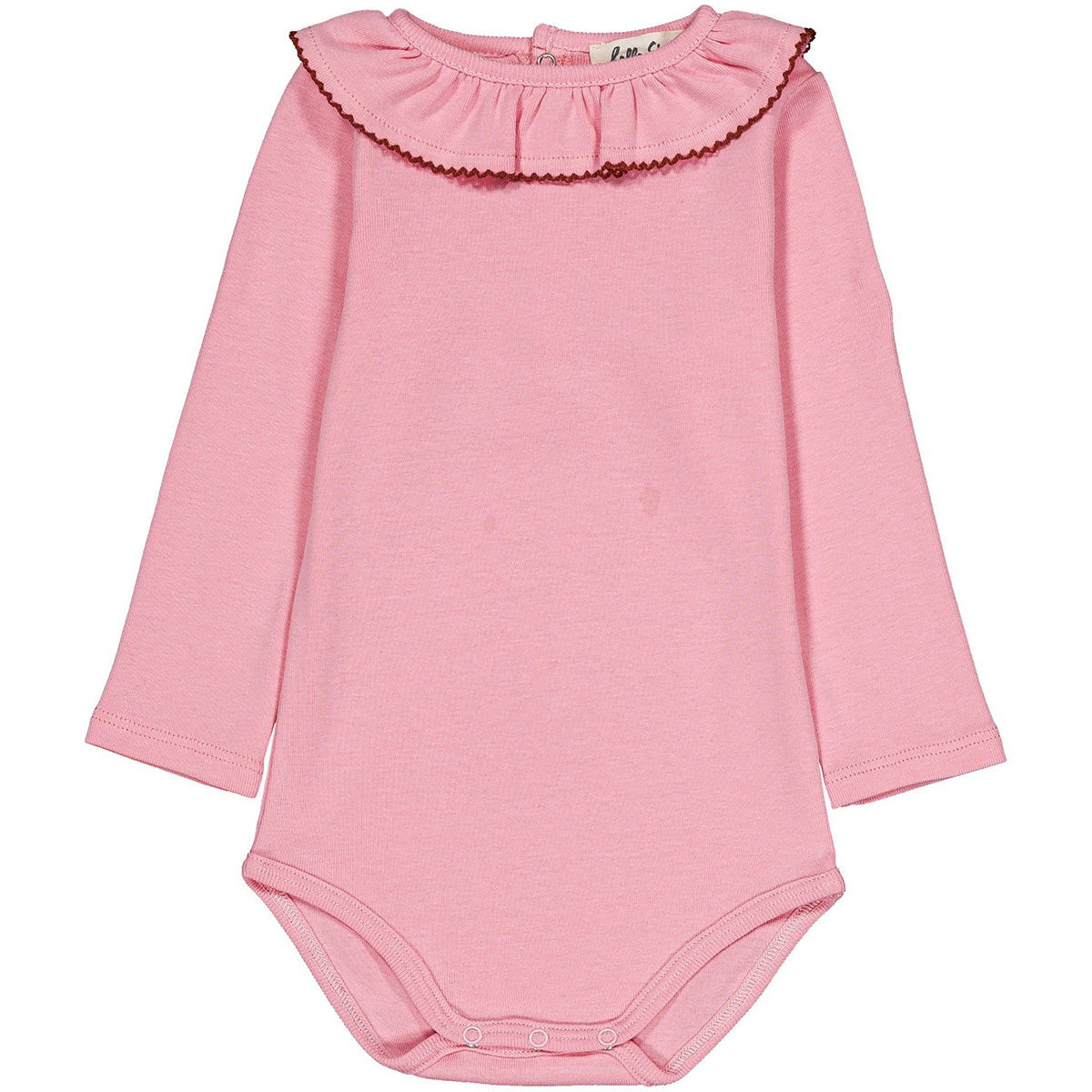 Hello Simone The Pernille Baby Body jersey bodysuit with ruffled collar and crochet trim