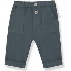 The Quinti Pants from 1+ in the Family. Designed with two front pockets and button details for a stylish touch.