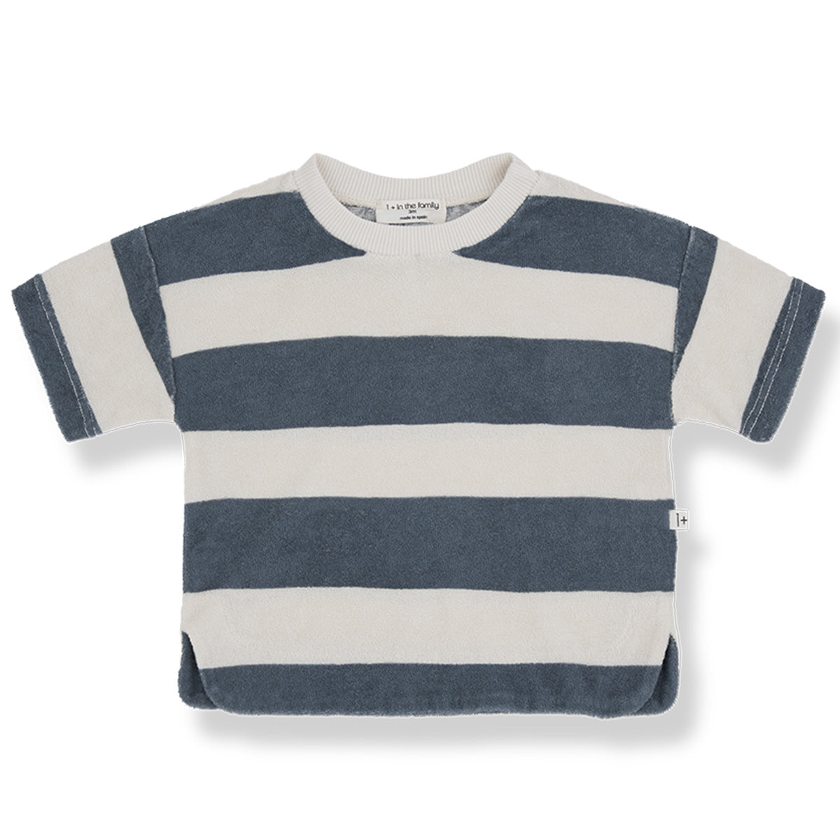 The Ricardo Shirt from 1+ in the Family. Features wide horizontal stripes for a classic and playful look.