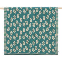 Robin Acorn Knit Baby Blanket by The Bonnie Mob. Soft cotton-cashmere baby blanket with fern green base