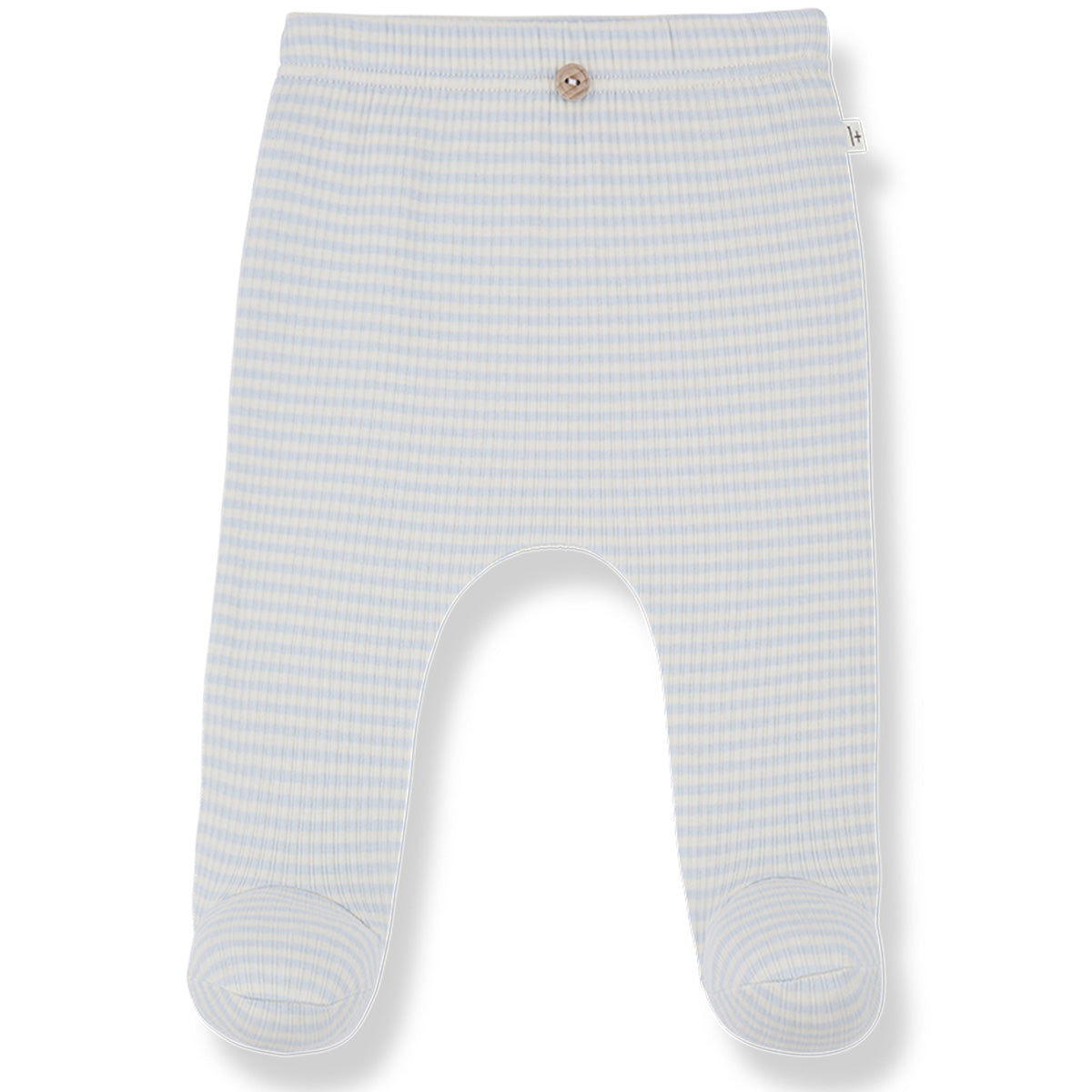 The Ros Leggings from 1+ in the Family. Soft and cozy baby leggings in a charming misty blue gingham pattern.