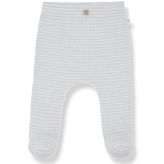 The Ros Leggings from 1+ in the Family. Soft and cozy baby leggings in a charming misty blue gingham pattern.