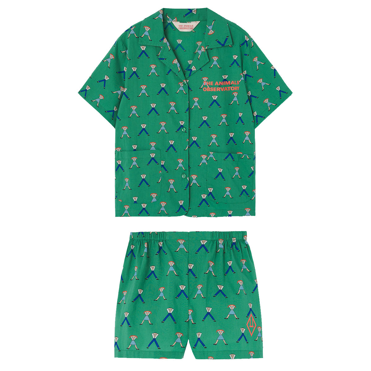 The Magpie Two Piece from The Animals Observatory in green color and a regular fit includes a short-sleeved shirt