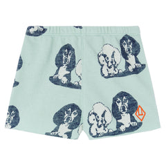 The Hedgehog Baby Shorts from The Animals Observatory in turquoise color feature the cutest puppies looking directly at you.