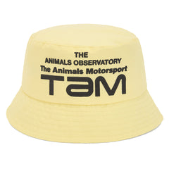 The Starfish Baby Bucket Hat from The Animals Observatory features a vintage-inspired motorsport sign
