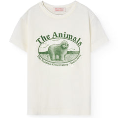 White Poodle Rooster Tee by The Animals Observatory. T-shirt with a poodle illustration and The Animals Observatory lettering.