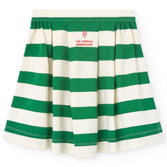 The White Sailor Turkey Skirt from The Animals Observatory. Pleated skirt with green stripes and pin-up vibes.