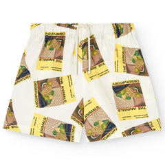 White Magazine Monkey Bermuda Shorts