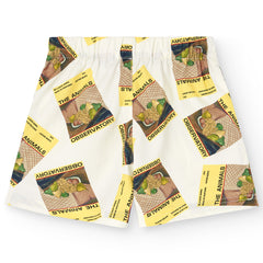White Magazine Monkey Bermuda Shorts