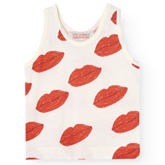 The White Kissing Macaque Tee from The Animals Observatory. Tank top for babies with a cool white print.