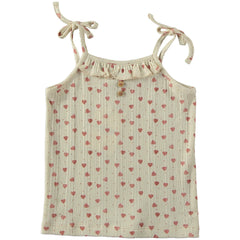 The Openwork Jersey Fabric Top With Hearts from Tocoto Vintage. 100% organic cotton openwork knit tank top with heart print