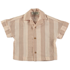 The Oversize Resort Shirt Striped from Tocoto Vintage. Short sleeve resort style baby shirt with striped print.