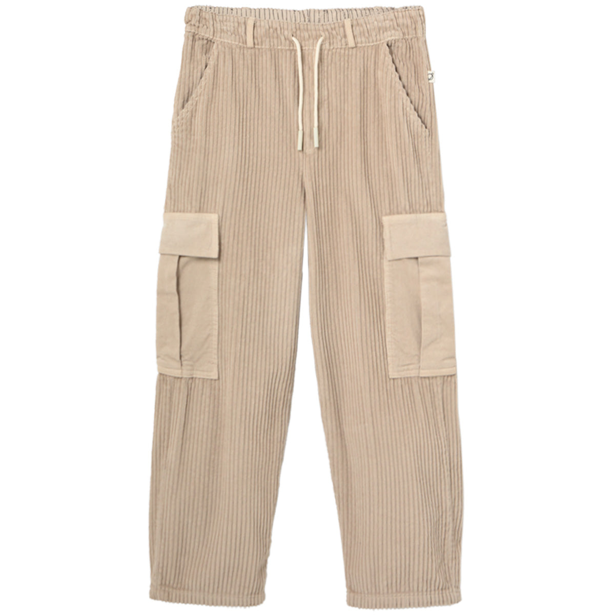 The Salem Pants from Cozmo. Beige cargo pants with pockets on a white background.