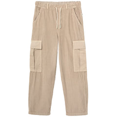The Salem Pants from Cozmo. Beige cargo pants with pockets on a white background.