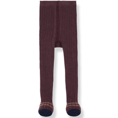 The Sally Ribbed Tights from 1+ in the Family. Soft ribbed knit tights with a comfortable waistband and patterned feet.