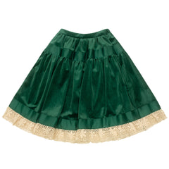 Scale Up Skirt by The Middle Daughter. Velvet gathered tiered skirt with contrast lace hem