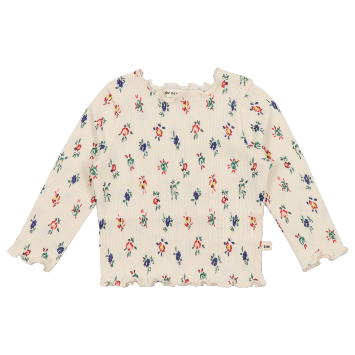 Singapore Baby Tee from The New Society. A vanilla cream base adorned with a delicate blossom print all over