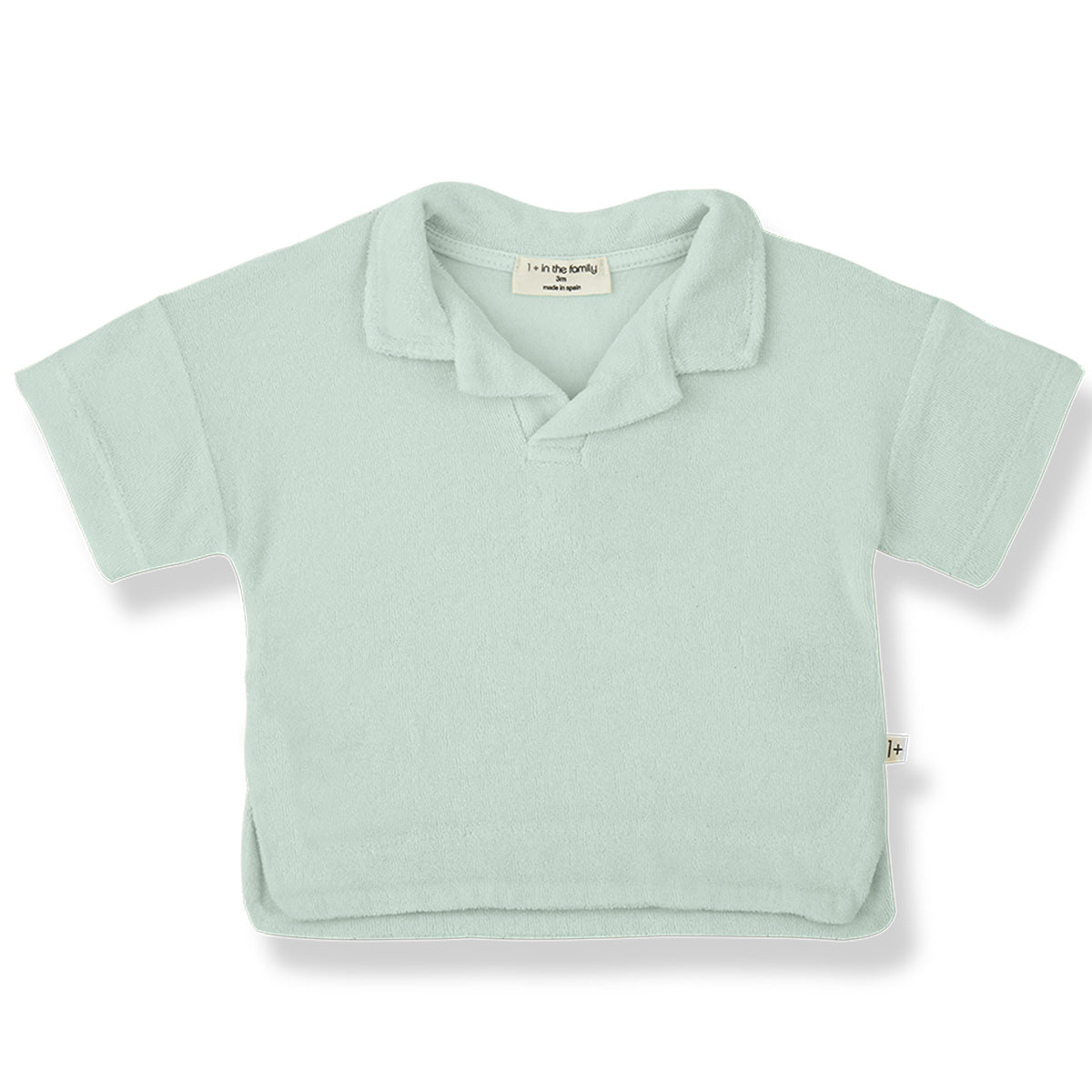 The Soller Polo from 1+ in the Family in soft terry fabric with short sleeves and a relaxed polo collar.