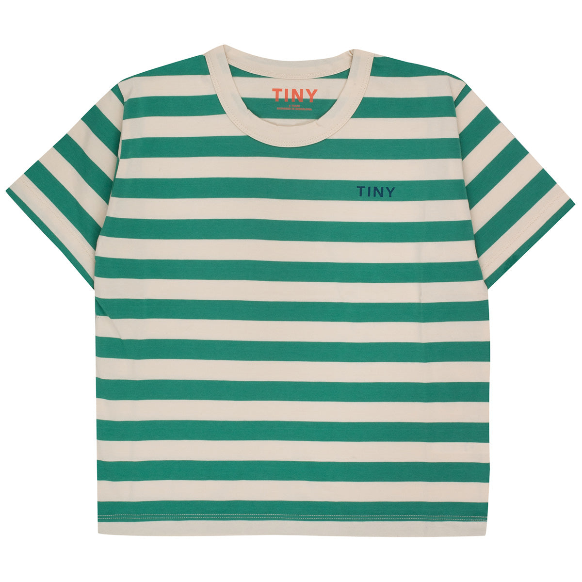 Stripes Tee by Tiny Cottons. This tee in light cream and washed emerald colorway is all about classic comfort with a twist.