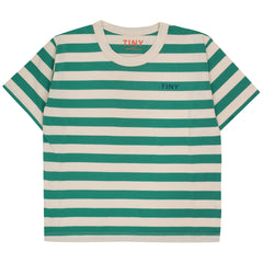 Stripes Tee by Tiny Cottons. This tee in light cream and washed emerald colorway is all about classic comfort with a twist.