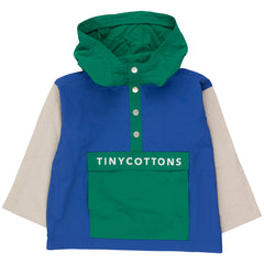 The Color Block Jacket from Tiny Cottons. Featuring a half front opening with buttons and a relaxed, boxy silhouette.